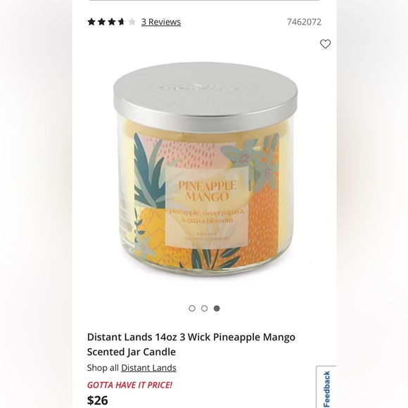 Distant Lands Pineapple Mango 3 wick candle, new - Picture 2 of 4
